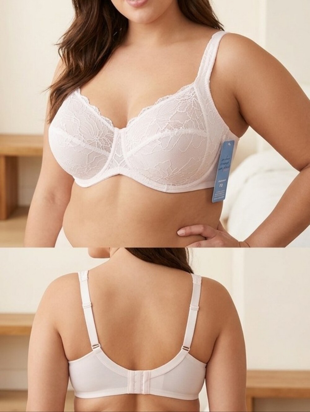 44 DDD Playtex Unlined Lace Balconette Bra, Full Coverage #US4800. NWT